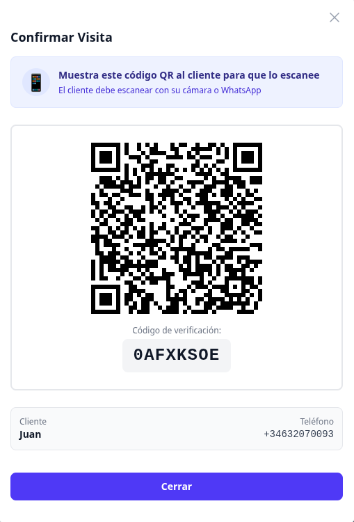 QR para confirmar visita